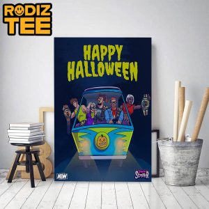 AEW x Scooby Doo Scooby And The Gang On Scoobtober Classic Decoration Poster Canvas