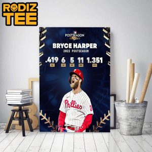 Bryce Harper Of Philadelphia Phillies In 2022 MLB Postseason Classic Decoration Poster Canvas