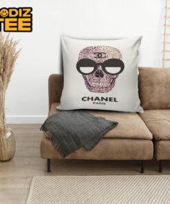Chanel Big Diamond Skull High Fashion In White Background Pillow