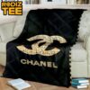 Chanel Big Logo In 4 Colors On Yellow Background Blanket