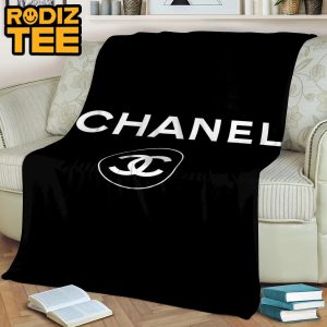 Chanel Big Signature Logo In Basic Black Background Blanket