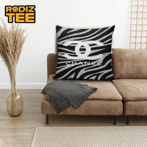 Chanel Big White Logo In High Fashion Zebra Pattern Decor Throw Pillow
