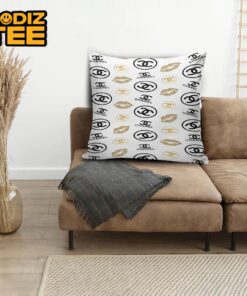 Chanel Logo And Golden Lips Pattern In White Background Pillow