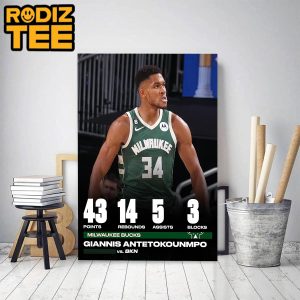 Giannis Antetokounmpo Milwaukee Bucks Vs Brooklyn Nets Classic Decoration Poster Canvas