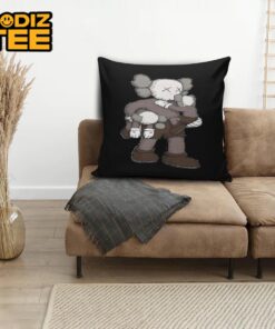 Kaws Clean Slate Brown In Black Background Pillow