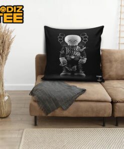 Kaws Companion Black With Punk Black Suit Buttefly In Black Background Pillow