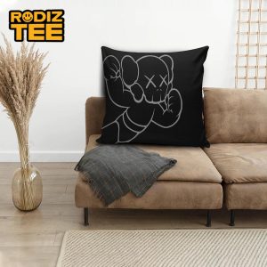 Kaws Companion Punching Doodle In Black And White Pillow