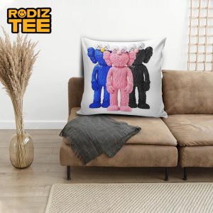 Kaws Full Color Of Seeing Collection In White Background Pillow