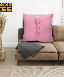 Kaws Seeing Pink In Pink Background Pillow