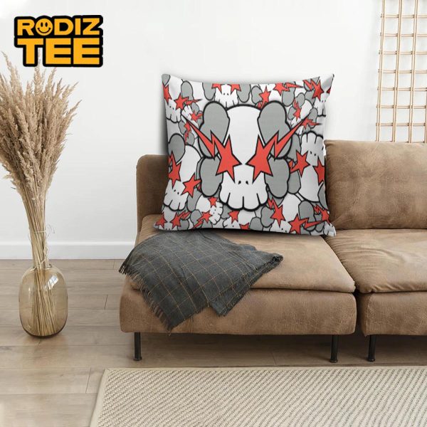 Kaws With Red Thunder Eyes Pattern Pillow