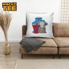 Kaws X Sesame Elmo Breaking The Wall In Blue Background Pillow