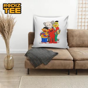 Kaws X Sesame Street Family In White Background Pillow
