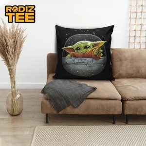 Star Wars Baby Yoda In The Spaceship In Starry Night Background Pillow