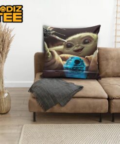 Star Wars Baby Yoda Playing With X-wing Starfighter Decorative Pillow