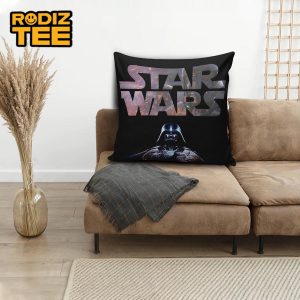 Star Wars Big Logo With Darth Vader Below In Black Background Decorative Pillow