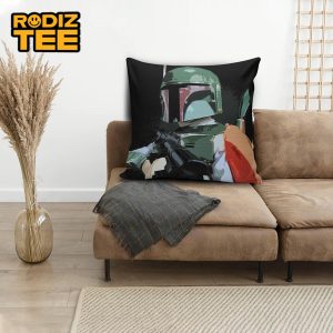 Star Wars Boba Fett Painting In Black Background Pillow