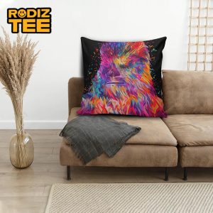 Star Wars Chewbacca Colorful Artwork In Black Background Throw Pillow Case