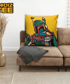 Star Wars Colorful Boba Fett Pop Art In Yellow Background Pillow