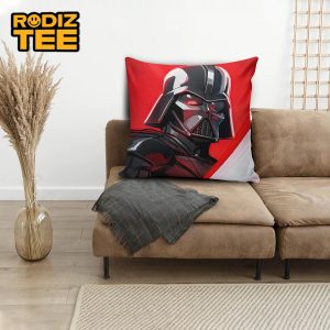 Star Wars Darth Vader Cartoon Artwork In Red And White Background Pillow