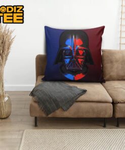 Star Wars Darth Vader Helmet Splitted Into Blue And Red Throw Pillow Case