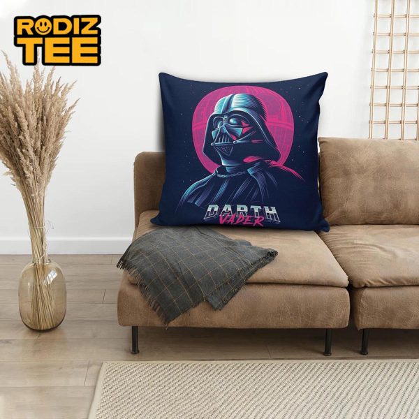 Star Wars Darth Vader Retro Artwork Style In Black Background Pillow
