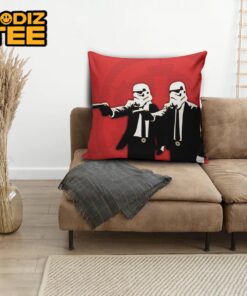 Star Wars Funny Stormtroopers Body Guard With Guns In Red Background Throw Pillow Case