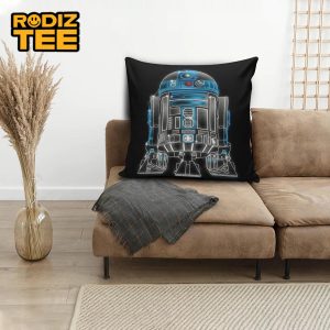 Star Wars R2-D2 Neon Artwork In Black Background Pillow