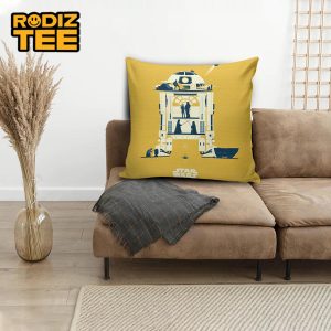 Star Wars R2-D2 Spaceship Artwork In Yellow Background Pillow