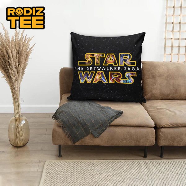 Star Wars The Skywalker Saga Big Logo In Galaxy Background Throw Pillow Case