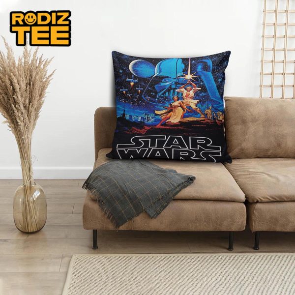 Star Wars Vintage 1977 Original Hildebrandt Poster Decorative Pillow