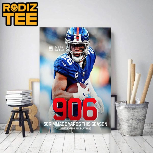 The New York Giants Saquon Barkley 906 Scrimmage Yard Classic Decoration Poster Canvas
