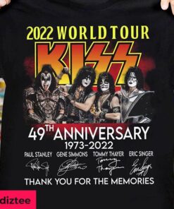 2022 World Tour Kiss 49Th Anniversary Kiss Band Signatures Fan Gifts T-Shirt