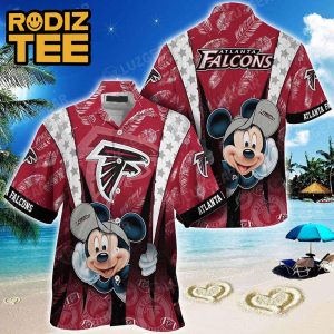 Atlanta Falcons NFL Graphic Mickey 3D Printed Tropical Patterns Hawaiian Shirt